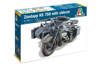 Zundapp KS 750 with sidecar (1:9) Model Kit 7406 - Italeri